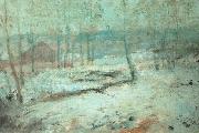 John Henry Twachtman Snow Scene oil